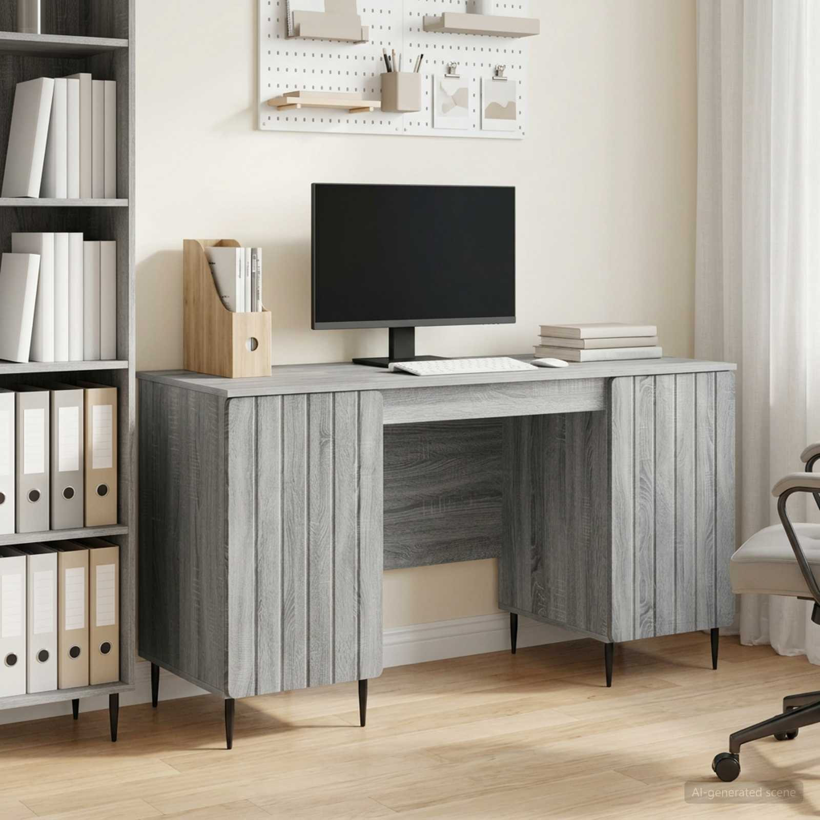 vidaXL Schreibtisch Graues Sonoma 142,5 x 50 x 75 cm Holzwerkstoff