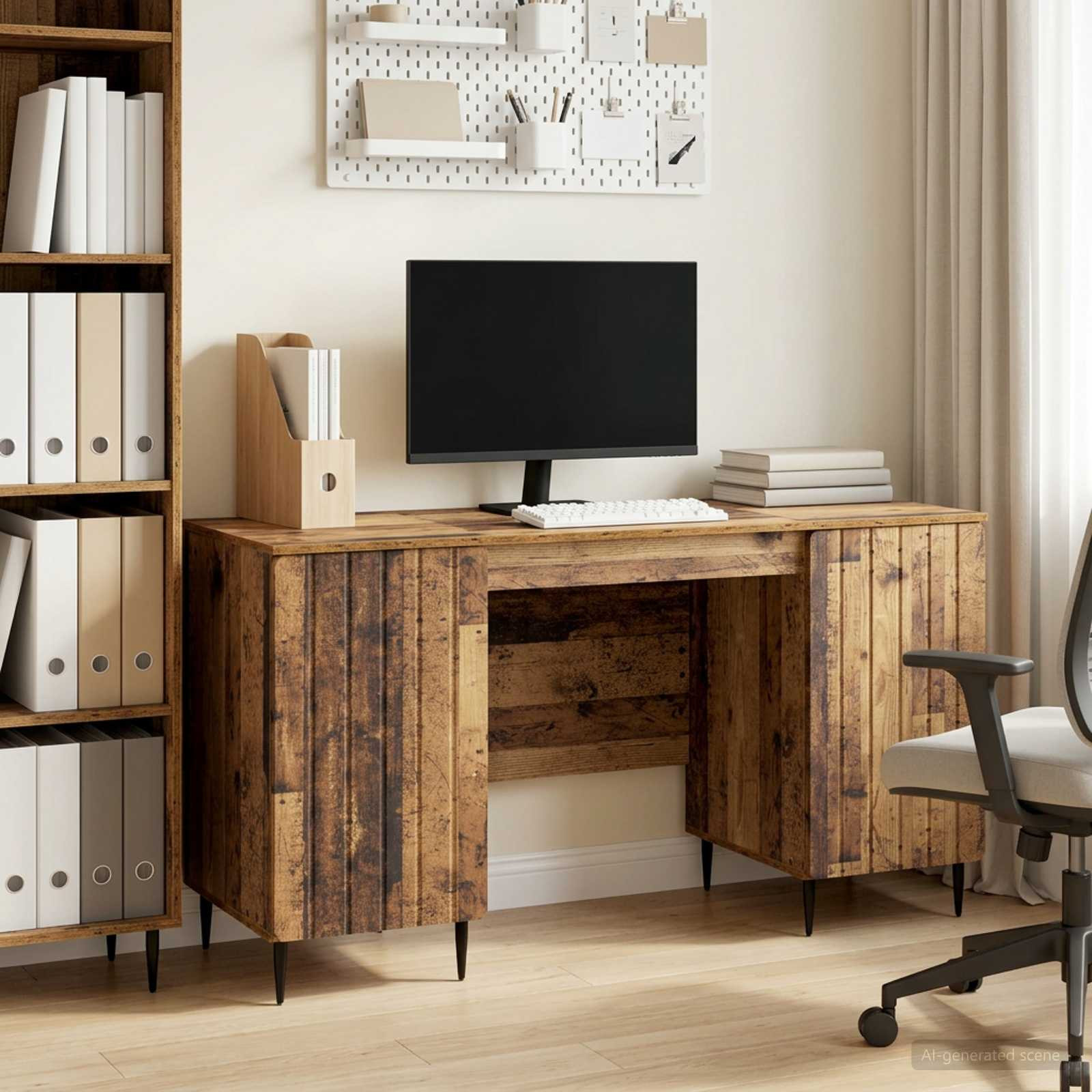 vidaXL Schreibtisch mit Regal Altholz 142,5 x 50 x 75 cm Holzwerkstoff