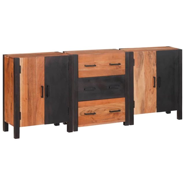 vidaXL Sideboard 3 pcs Braun 55 x 30 x 75 cm Massivholz Akazie