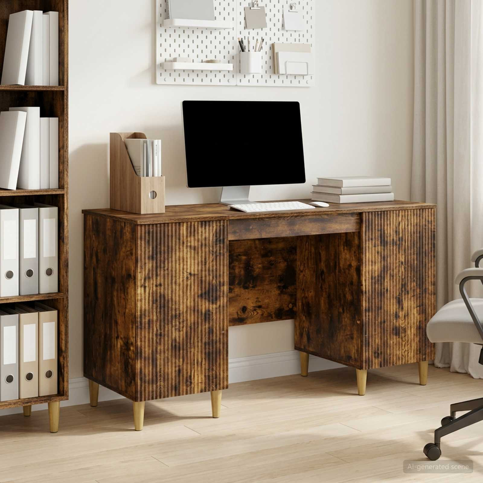 vidaXL Schreibtisch Geräucherte Eiche 142,5 x 50 x 75 cm Holzwerkstoff