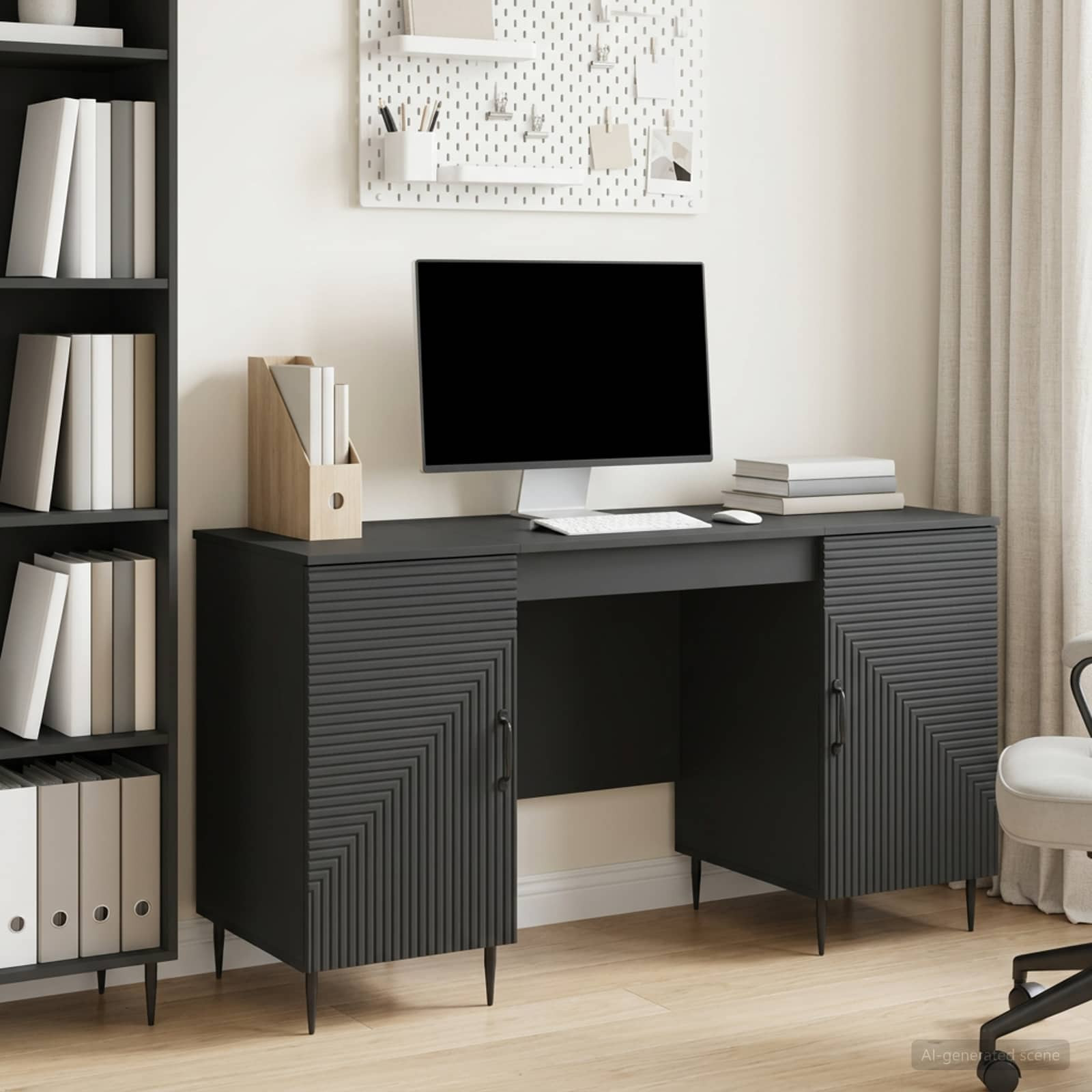 vidaXL Schreibtisch mit Regal Schwarz 142,5 x 50 x 75 cm Holzwerkstoff