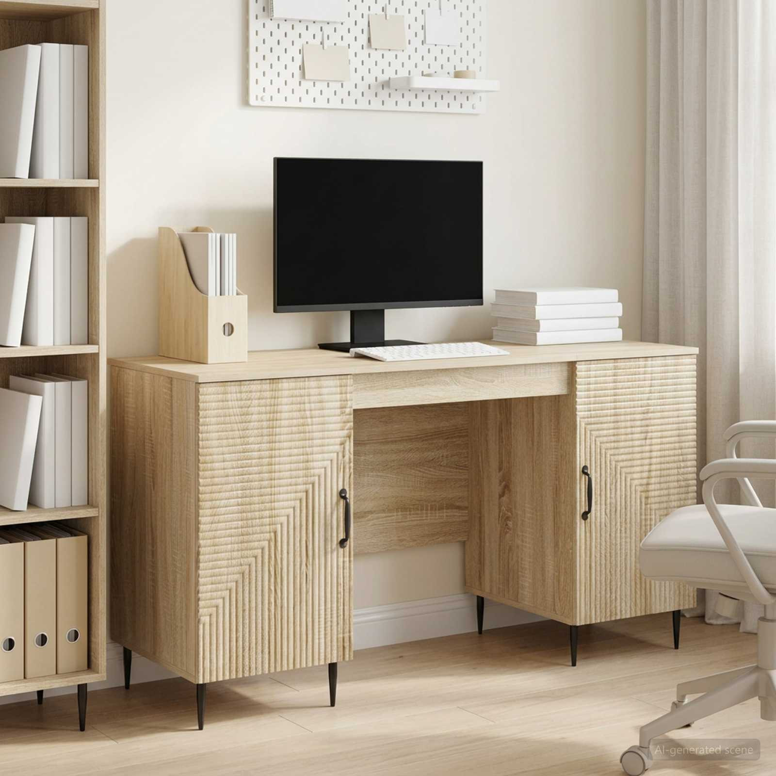 vidaXL Schreibtisch Sonoma-Eiche 142,5 x 50 x 75 cm Holzwerkstoff