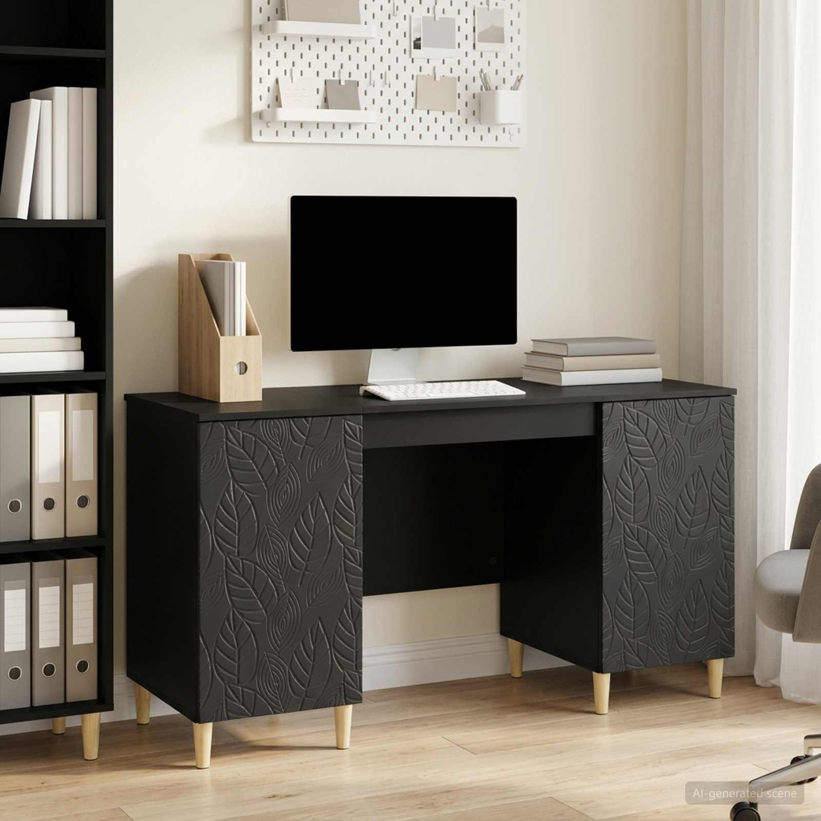 vidaXL Schreibtisch Schwarz Holzwerkstoff 142,5 x 50 x 75 cm