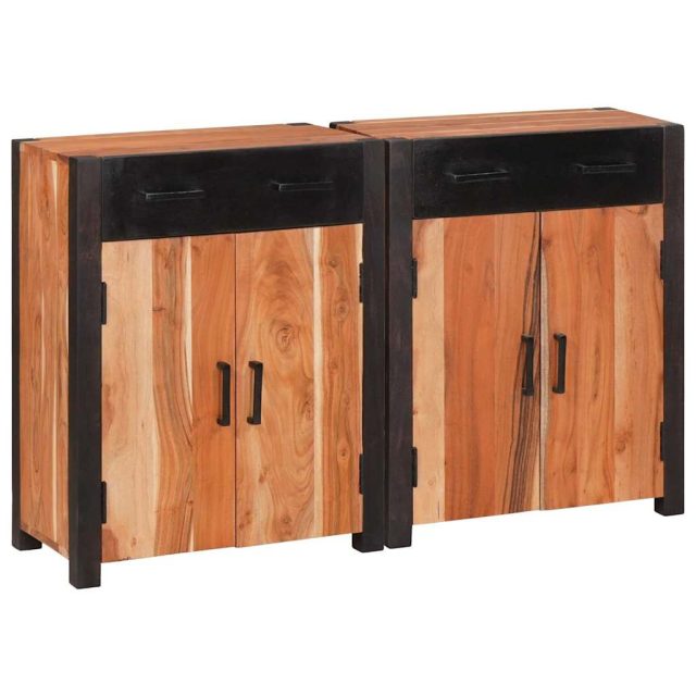 vidaXL Sideboard 2 pcs Braun 110 x 30 x 75 cm Massivholz Akazie