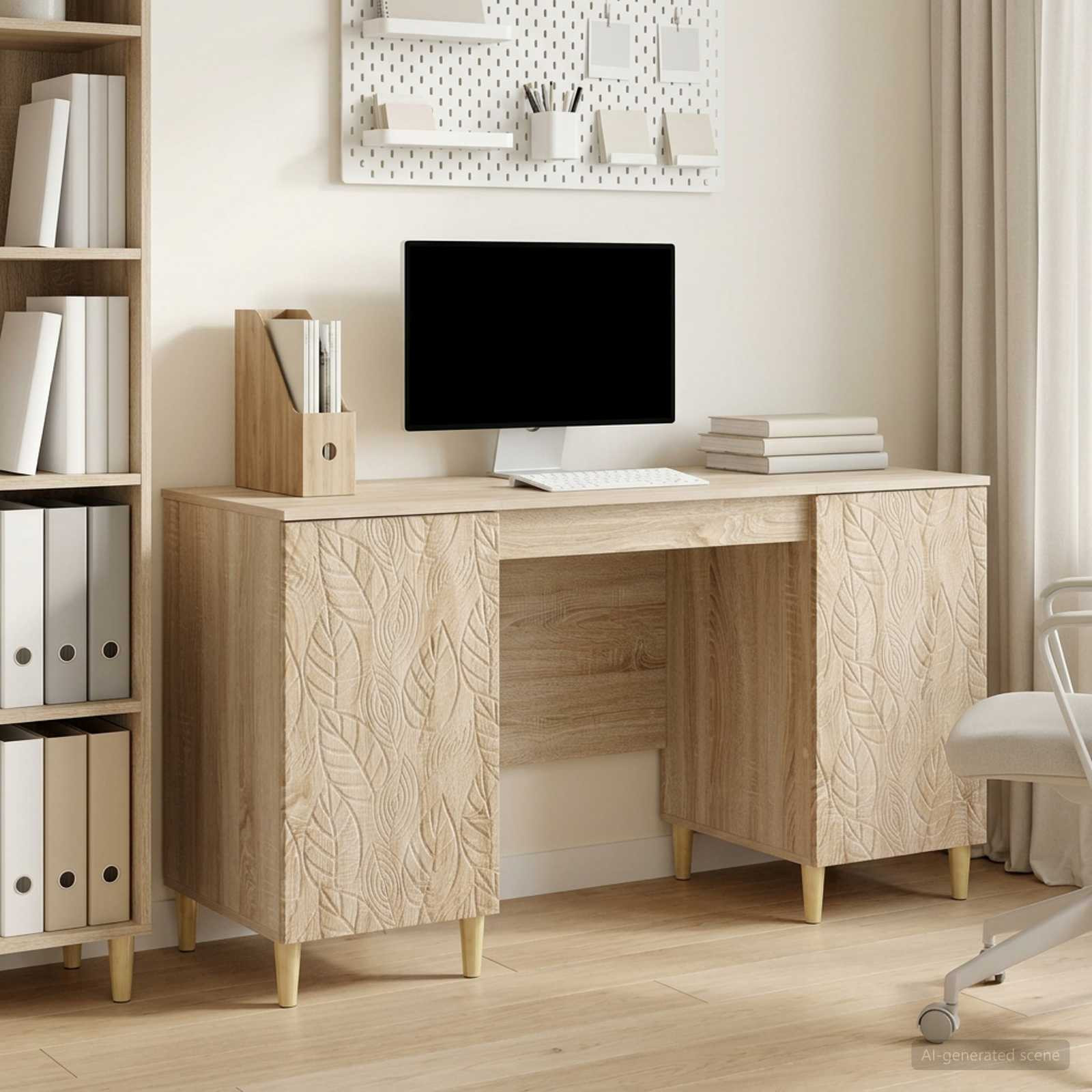 vidaXL Schreibtisch Sonoma-Eiche Holzwerkstoff 142,5 x 50 x 75 cm