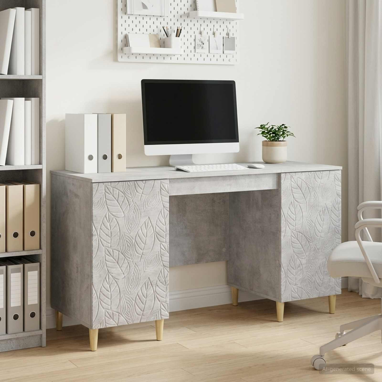 vidaXL Schreibtisch Betongrau Holzwerkstoff 142,5 x 50 x 75 cm
