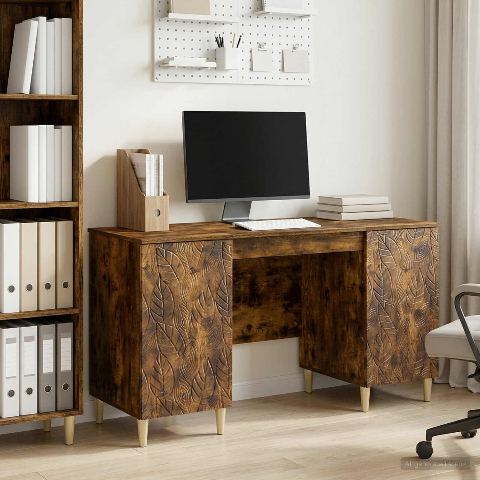 vidaXL Schreibtisch Geräucherte Eiche Holzwerkstoff 142,5 x 50 x 75 cm