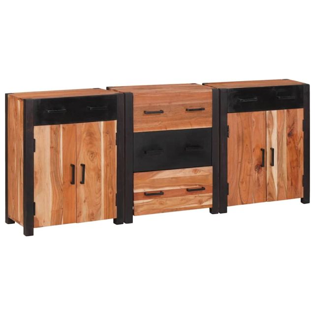 vidaXL Sideboard 3 pcs Braun 165 x 30 x 75 cm Massivholz Akazie