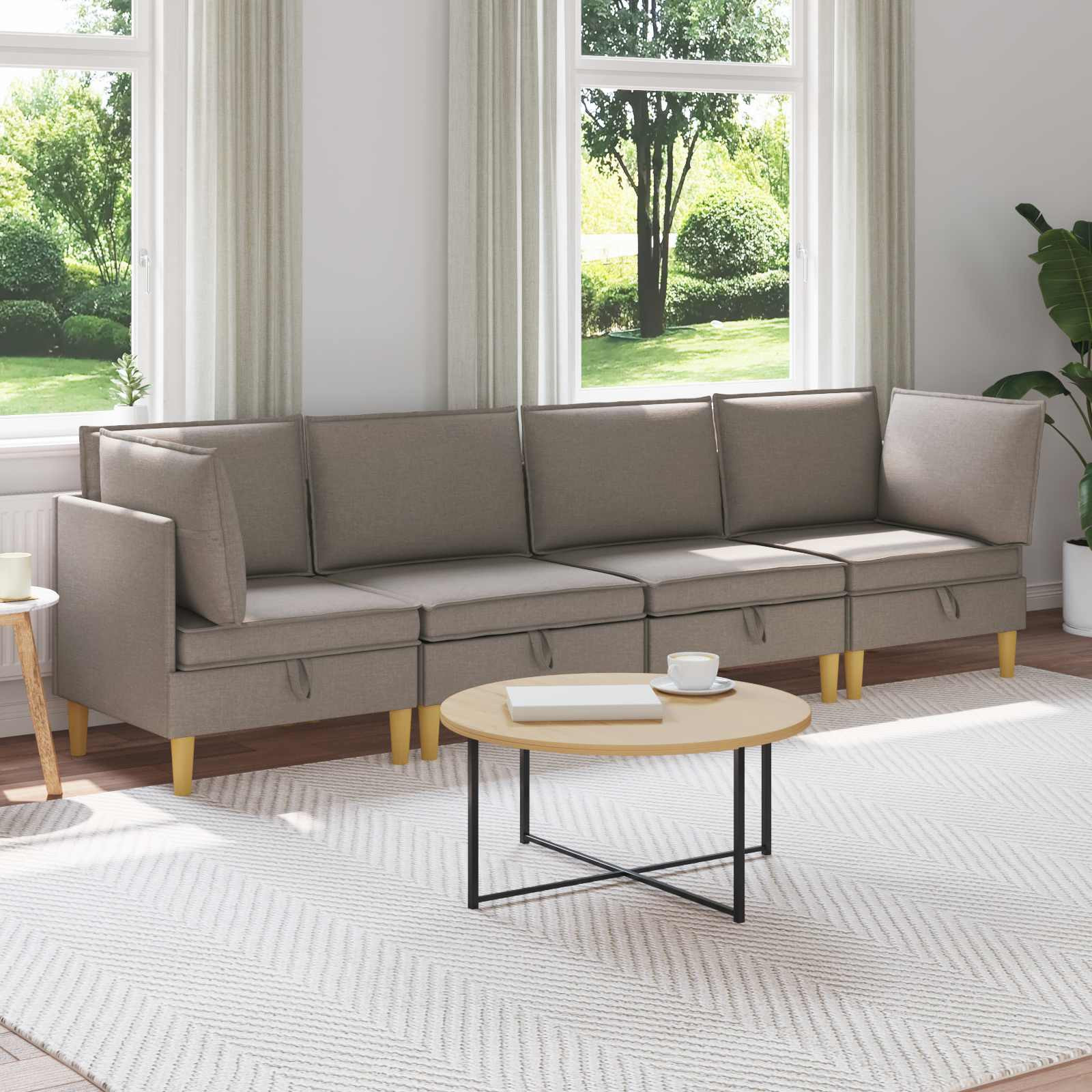 vidaXL Modular Sofa Set mit Stauraum 4 pcs Taupe Stoff
