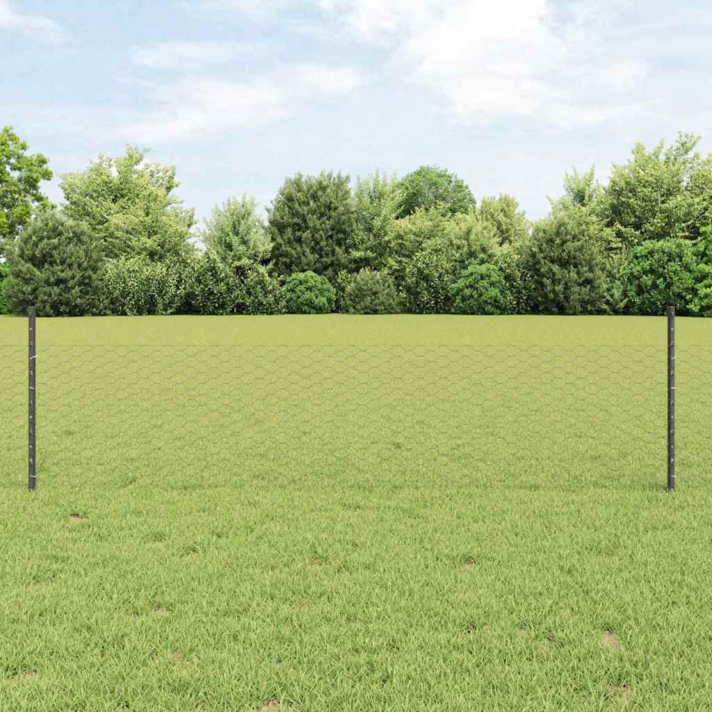 vidaXL Sechseckzaun mit Pfosten 100 x 0,5 m PVC-beschichteter Stahl