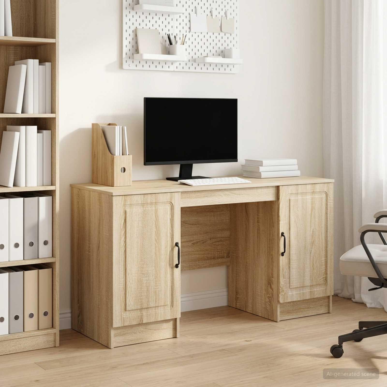 vidaXL Schreibtisch Sonoma-Eiche 142,5 x 50 x 75 cm Holzwerkstoff