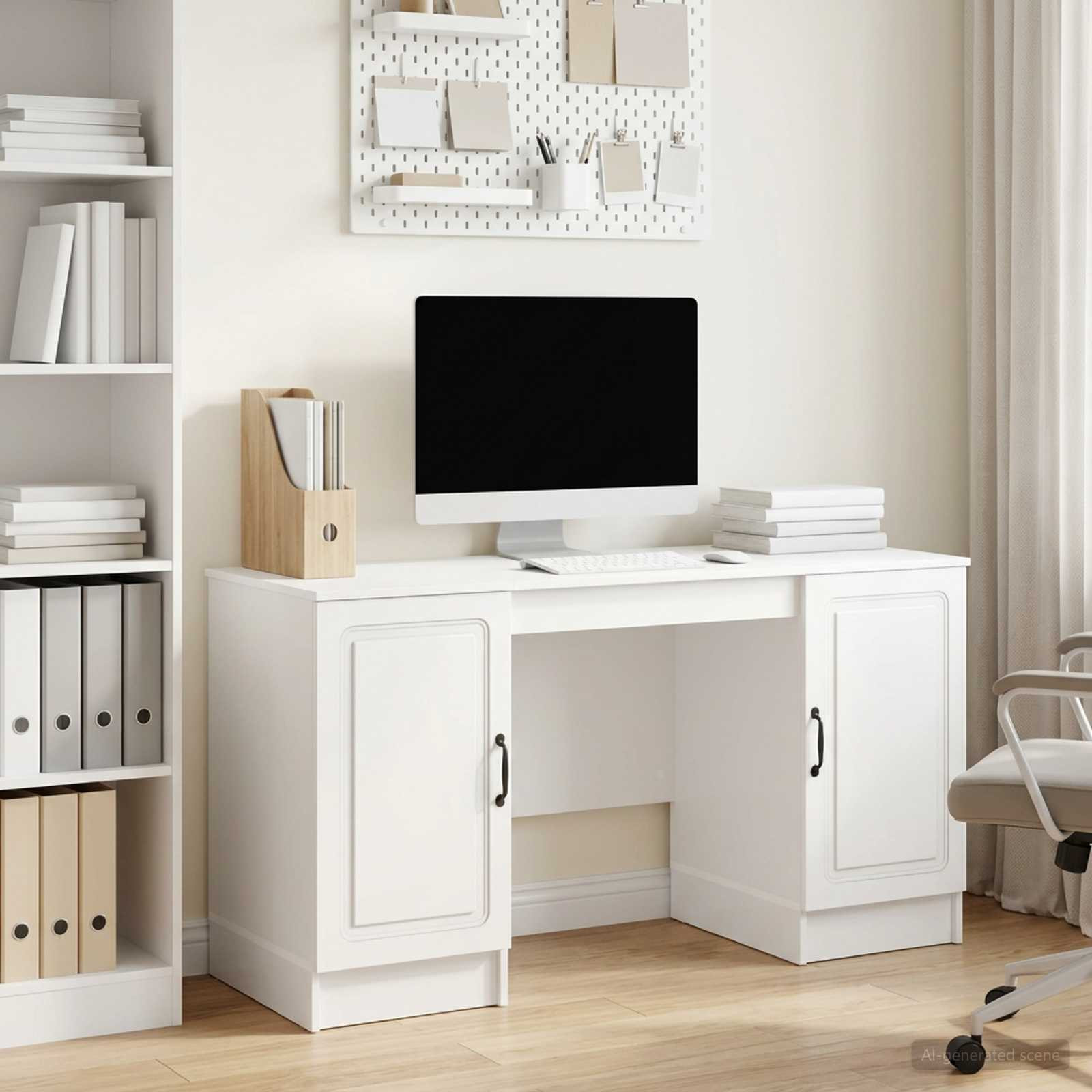 vidaXL Schreibtisch Hochglanz Weiß 142,5 x 50 x 75 cm Holzwerkstoff