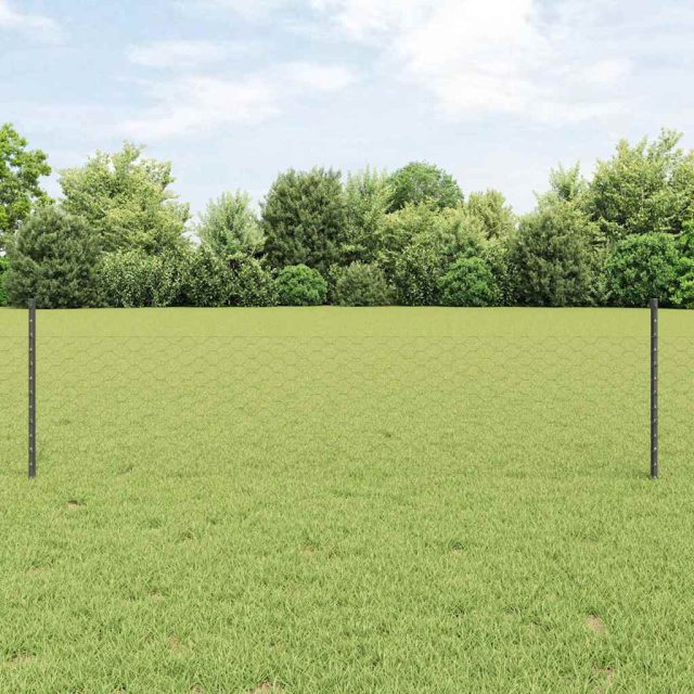 vidaXL Sechseckzaun mit Pfosten 100 x 0,5 m PVC-beschichteter Stahl