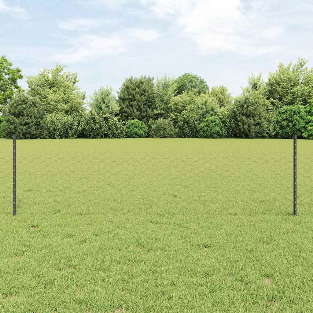 vidaXL Sechseckzaun mit Pfosten 100 x 0,5 m PVC-beschichteter Stahl