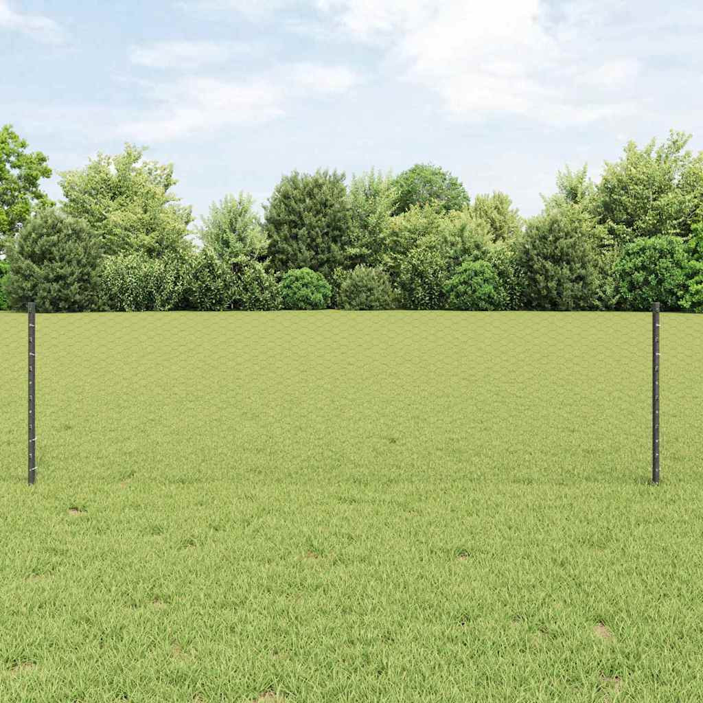 vidaXL Sechseckzaun mit Pfosten 100 x 0,6 m PVC-beschichteter Stahl