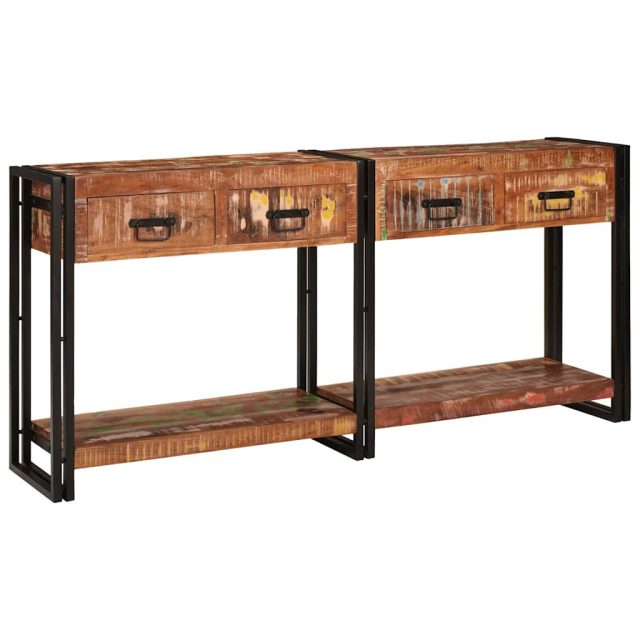 vidaXL Konsolen-Tische mit Regal 2 pcs Mehrfarbig 161 x 33 x 75 cm