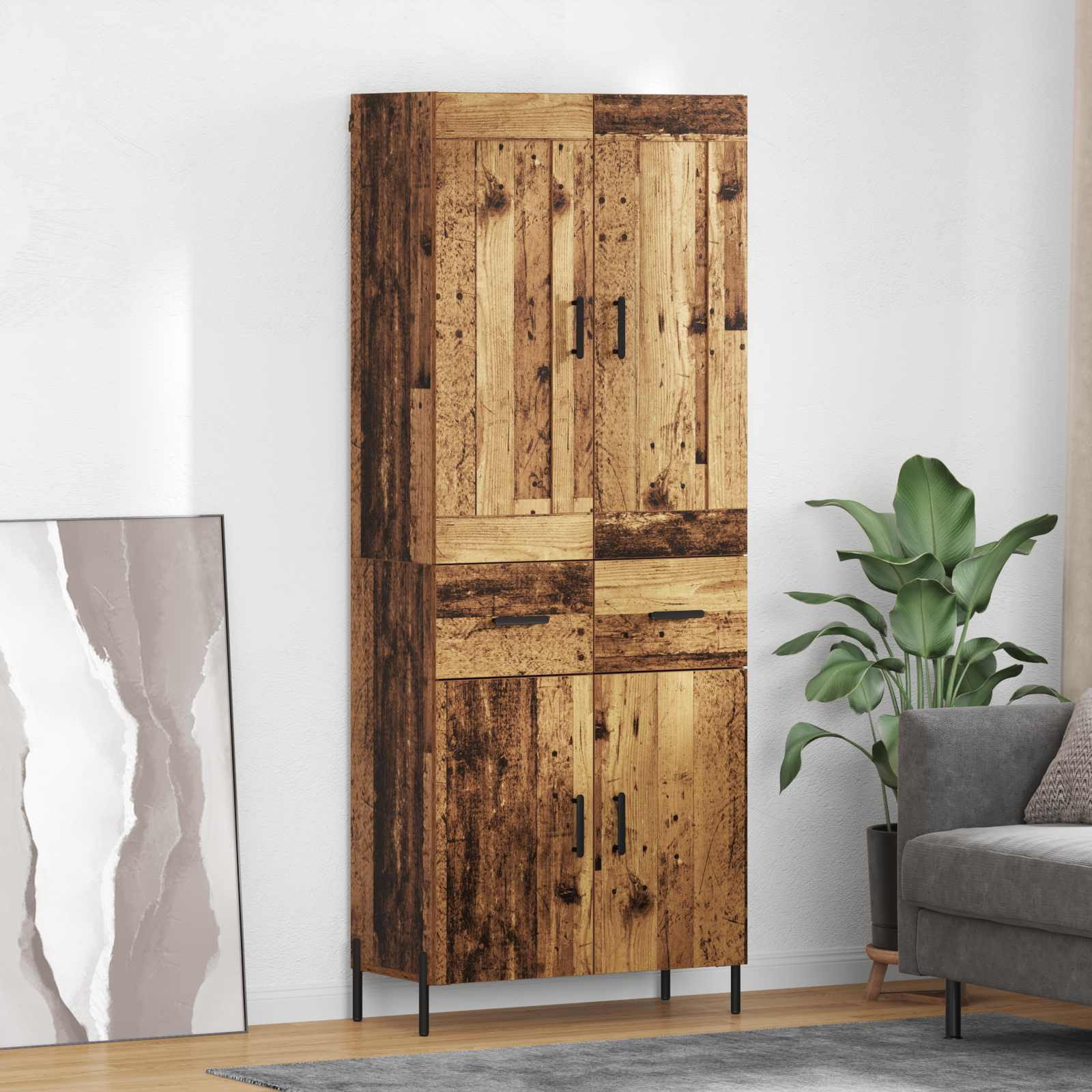 vidaXL Highboard 2 pcs Altholz Holzwerkstoff