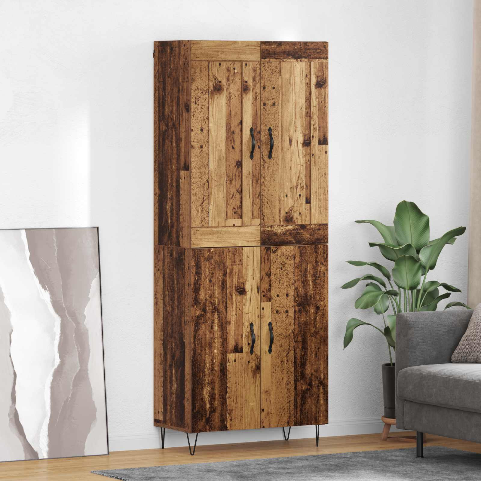 vidaXL Highboard Altholz 69,5 x 34 x 180 cm Holzwerkstoff