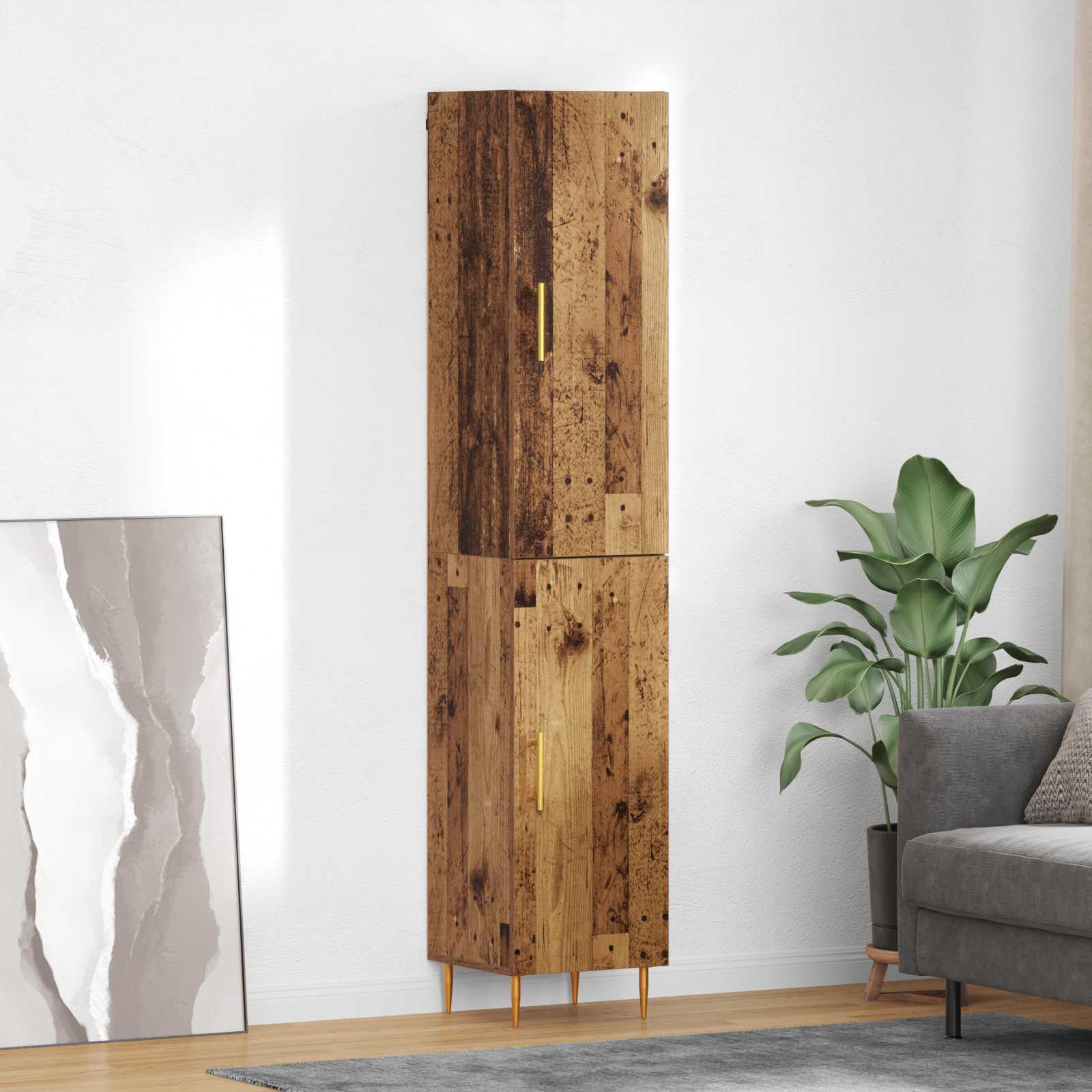 vidaXL Highboard 2 pcs Altholz Holzwerkstoff