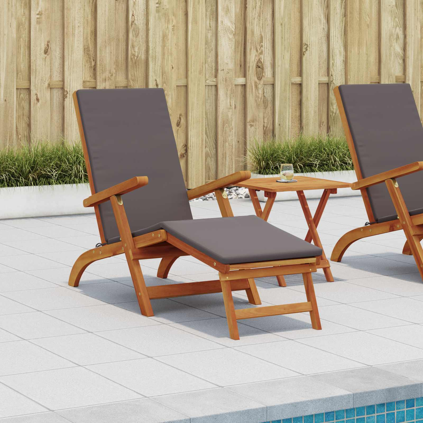 vidaXL Liegestuhl zum Verstellen und Klappen 2 pcs Dunkelgrau