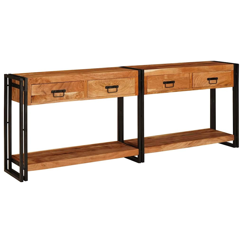 vidaXL Konsolen-Tische 2 pcs Braun 200 x 33 x 75 cm Massivholz Akazie