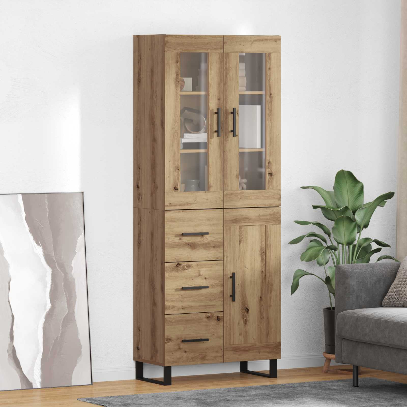 vidaXL Highboard 2 pcs Artisan-Eiche 69,5 x 34 x 180 cm Holzwerkstoff