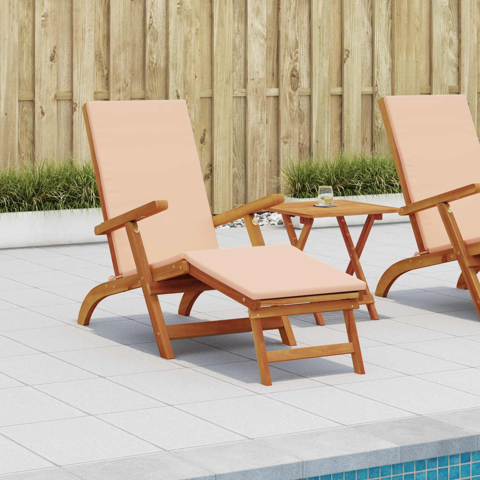 vidaXL Liegestuhl zum Verstellen und Klappen 2 pcs Beige