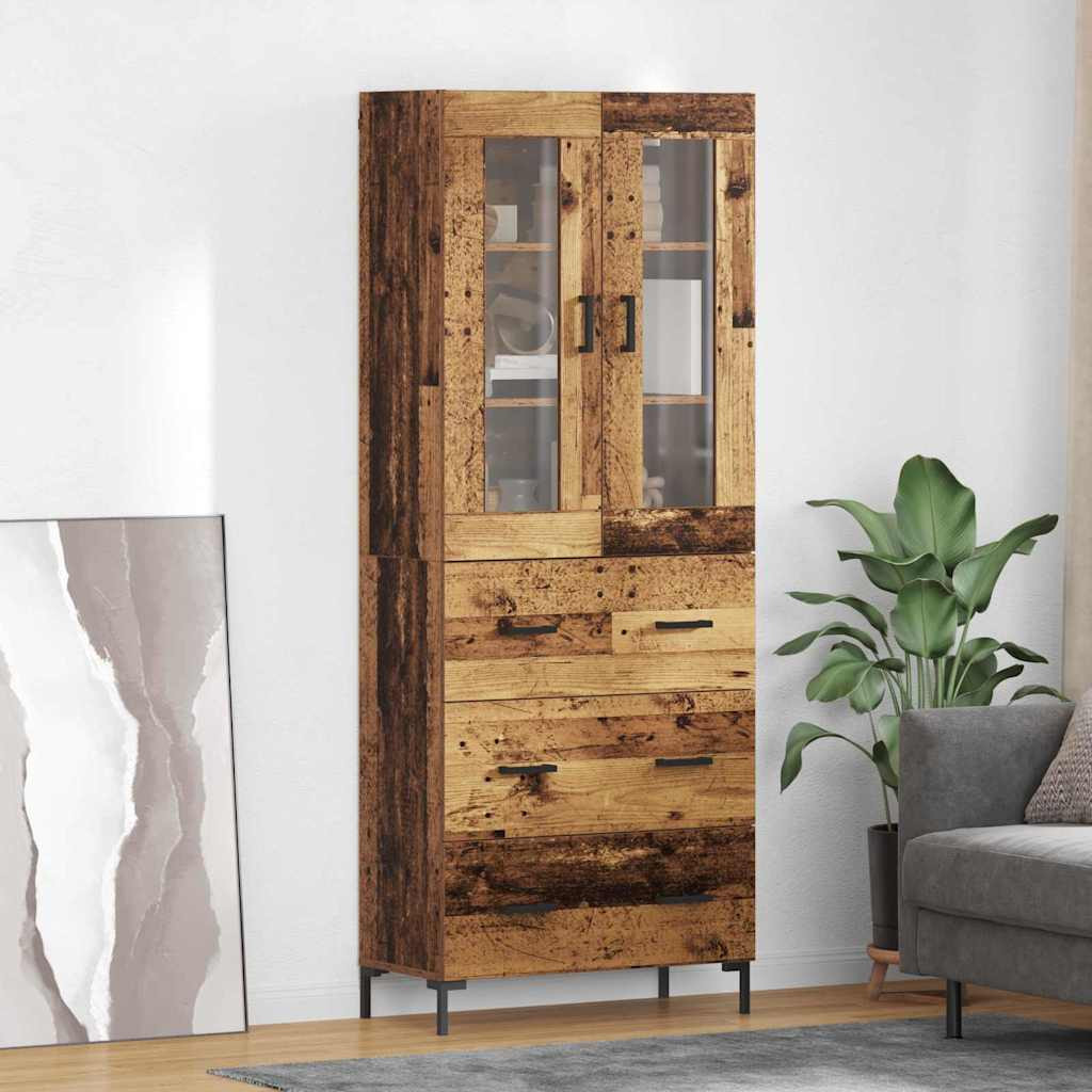 vidaXL Highboard mit Schubladen 2 pcs Altholz Holzwerkstoff