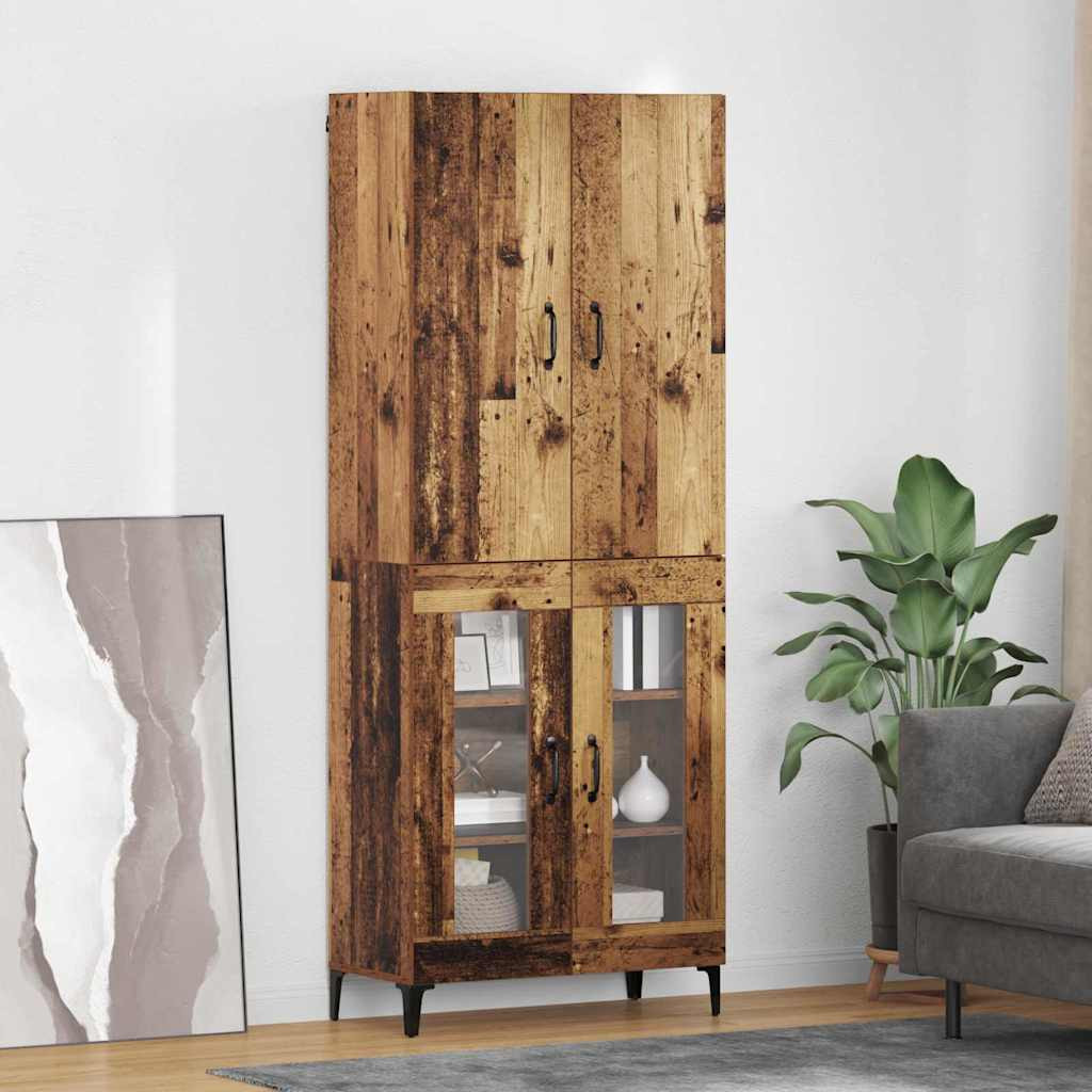 vidaXL Highboard Wandmontiert Altholz 69,5 x 34 x 180 cm Holzwerkstoff