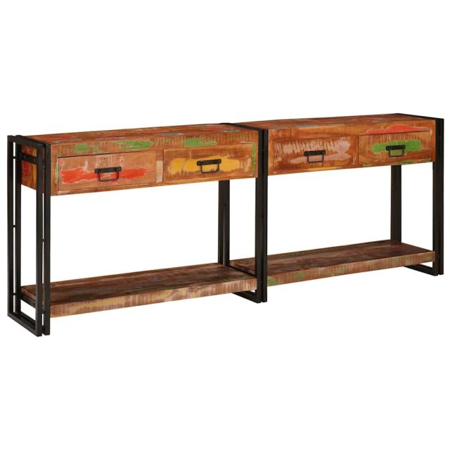 vidaXL Konsolen-Tische 2 pcs Mehrfarbig Massives upgecyceltes Holz