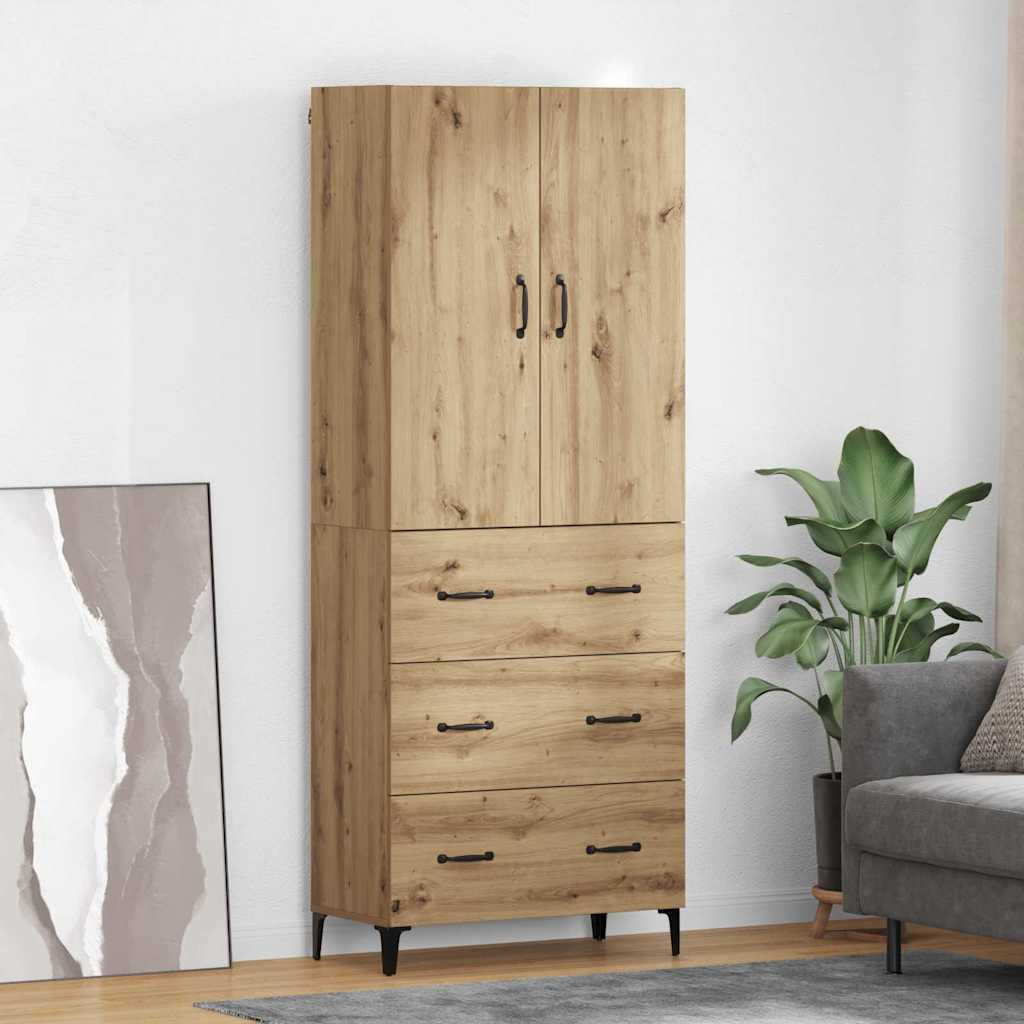 vidaXL Highboard Artisan-Eiche 69,5 x 34 x 180 cm Holzwerkstoff