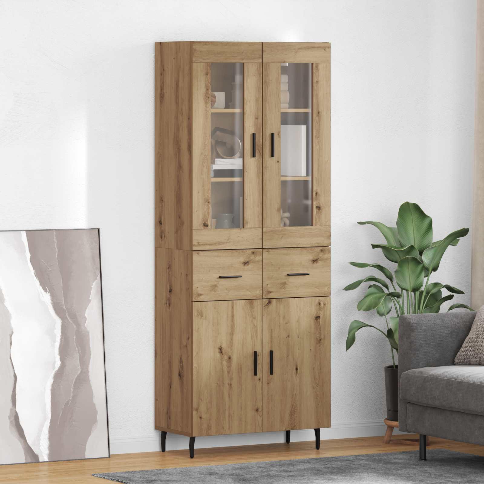 vidaXL Highboard 2 pcs Artisan-Eiche 69,5 x 34 x 180 cm Holzwerkstoff