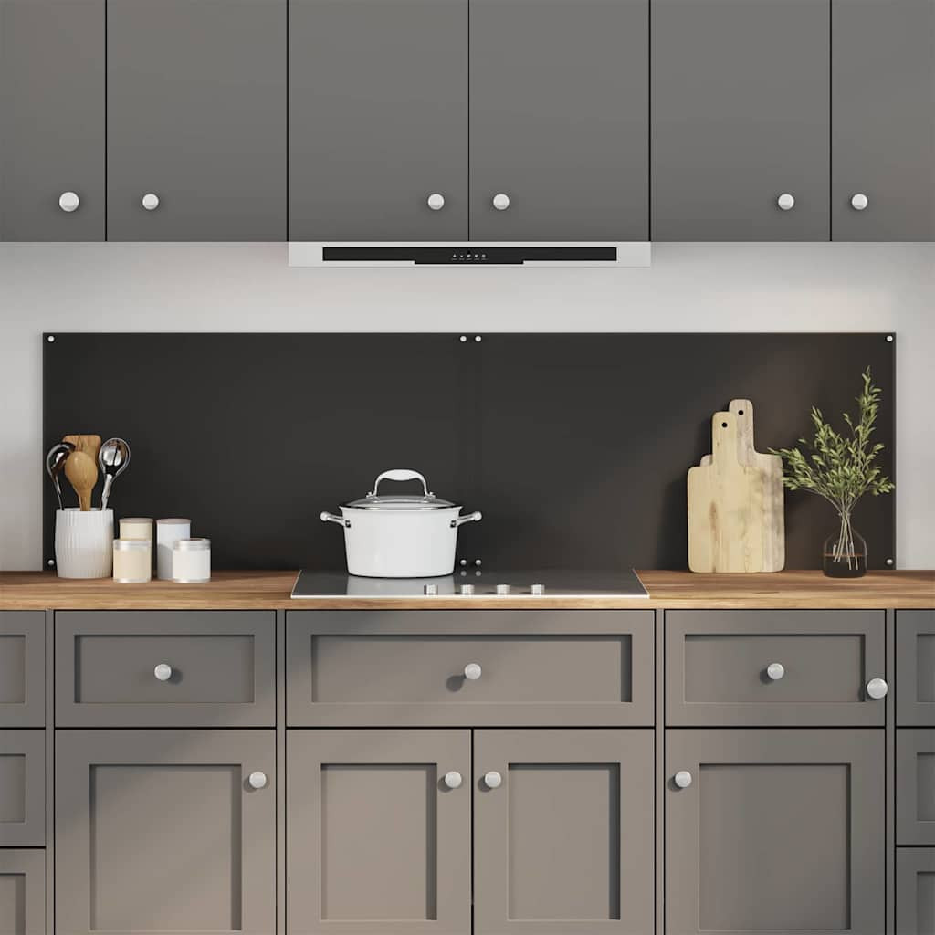 vidaXL Küchenrückwand 2 pcs Schwarz 90 x 50 cm Gehärtetes Glas