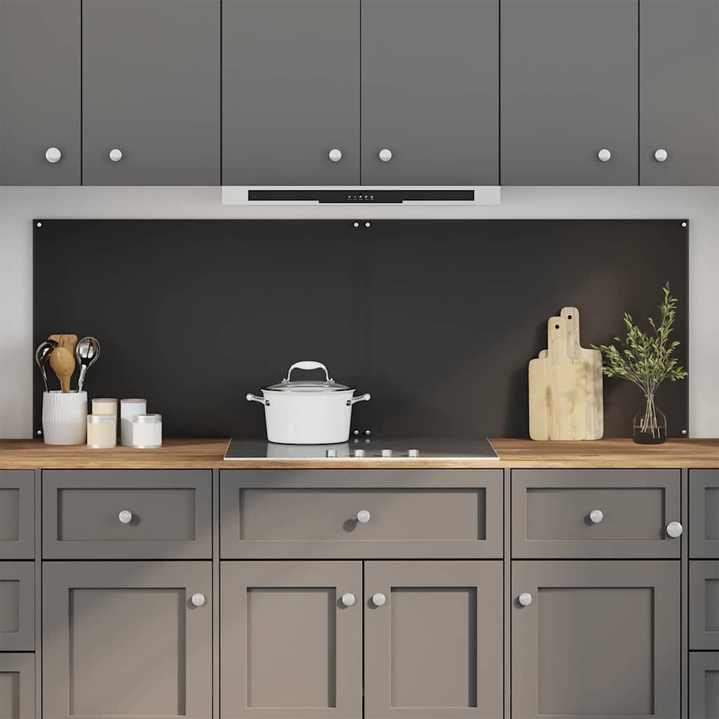 vidaXL Küchenrückwand 2 pcs Schwarz 90 x 60 cm Gehärtetes Glas