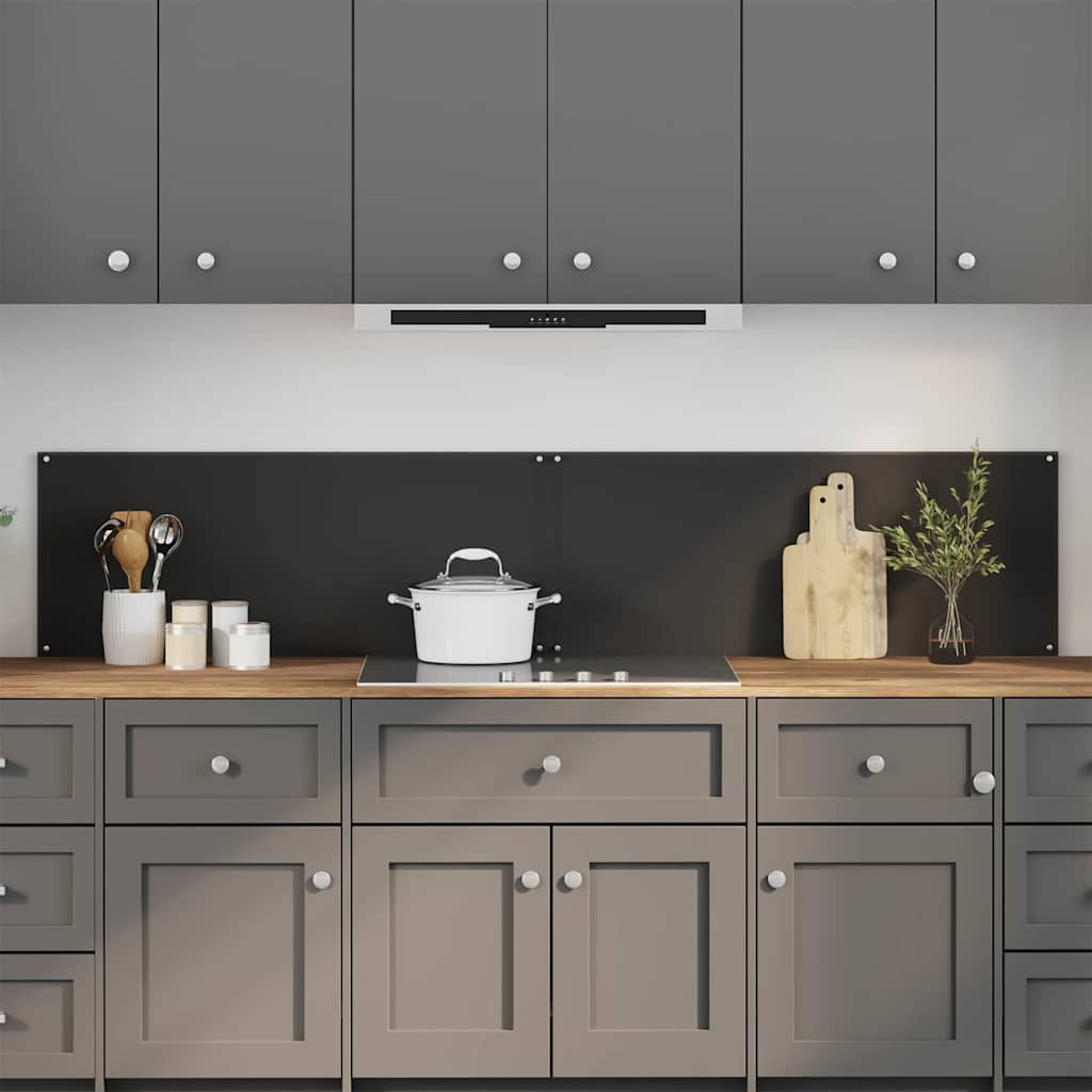 vidaXL Küchenrückwand 2 pcs Schwarz 100 x 40 cm Gehärtetes Glas