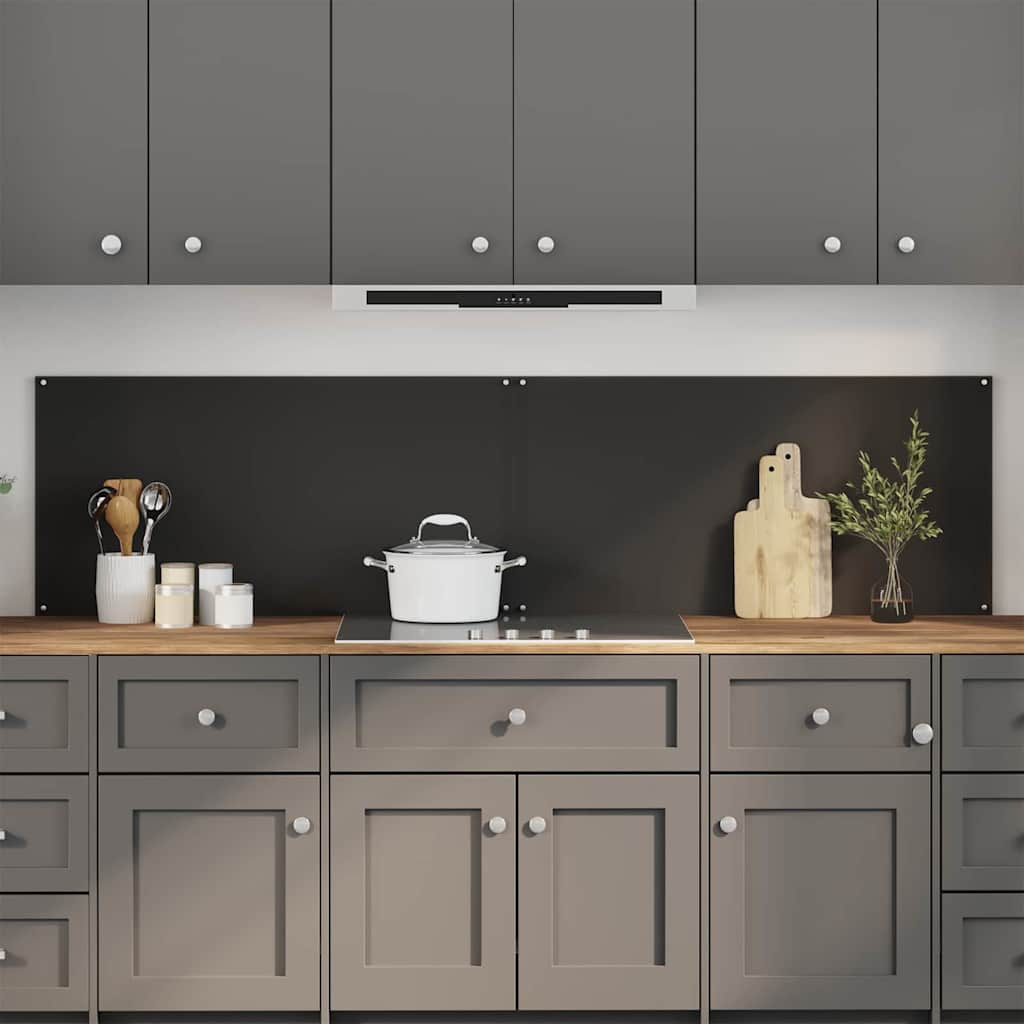 vidaXL Küchenrückwand 2 pcs Schwarz 100 x 50 cm Gehärtetes Glas