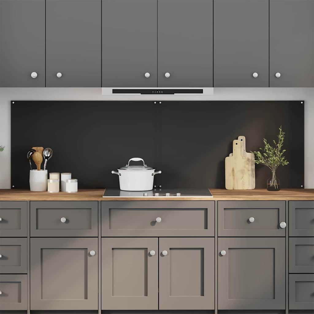 vidaXL Küchenrückwand 2 pcs Schwarz 100 x 60 cm Gehärtetes Glas