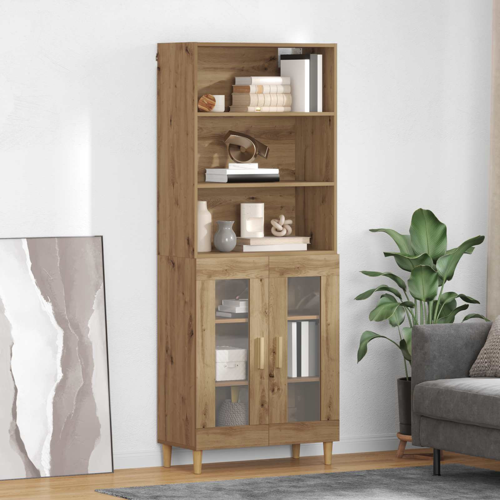 vidaXL Highboard Artisan-Eiche 69,5 x 32,5 x 180 cm Holzwerkstoff