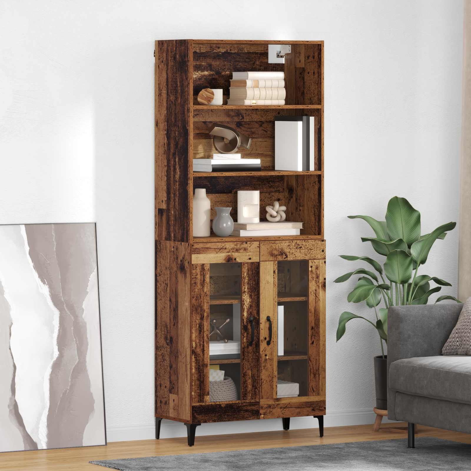 vidaXL Highboard Altholz 69,5 x 34 x 180 cm Holzwerkstoff