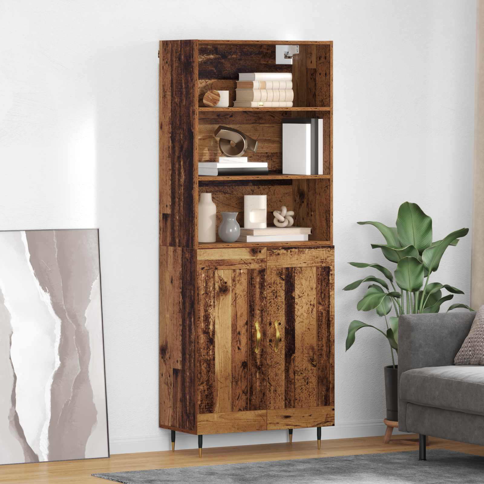 vidaXL Highboard Altholz 69,5 x 34 x 180 cm Holzwerkstoff