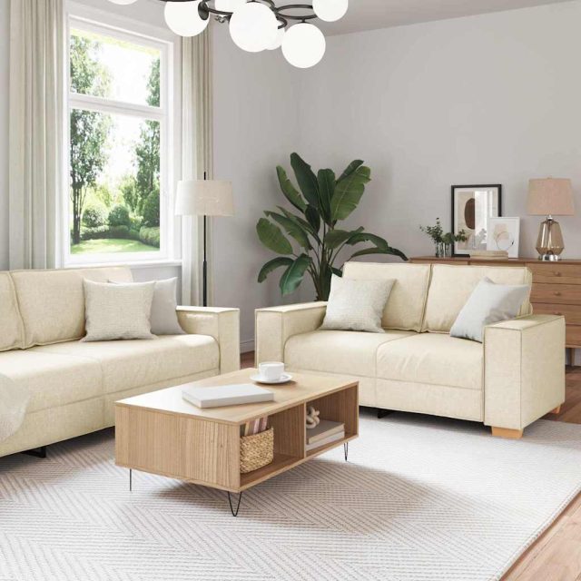 vidaXL Sofa Set 3 pcs Beige 220 x 80 x 84 cm Leinenmischgewebe