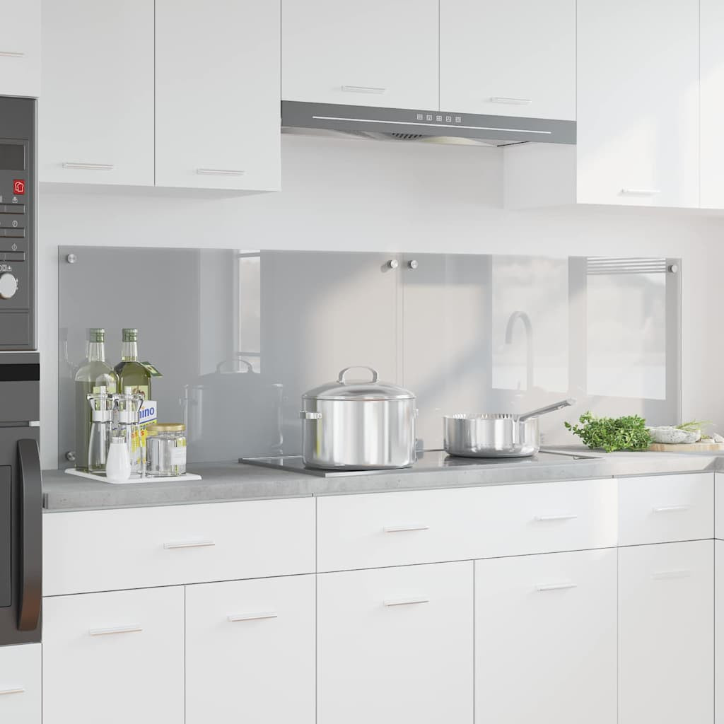 vidaXL Küchenrückwand 2 pcs Hellgrau 90 x 50 cm Gehärtetes Glas