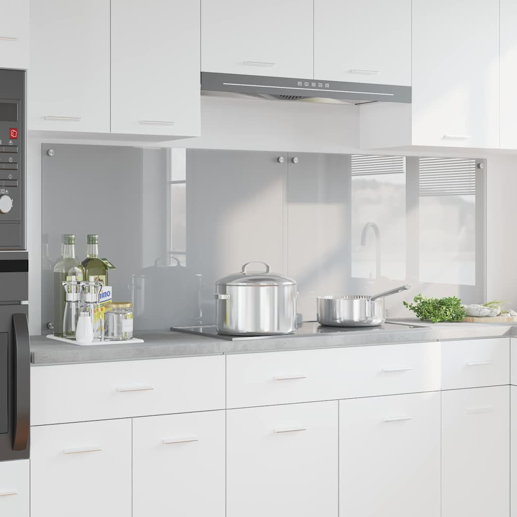 vidaXL Küchenrückwand 2 pcs Hellgrau 90 x 60 cm Gehärtetes Glas
