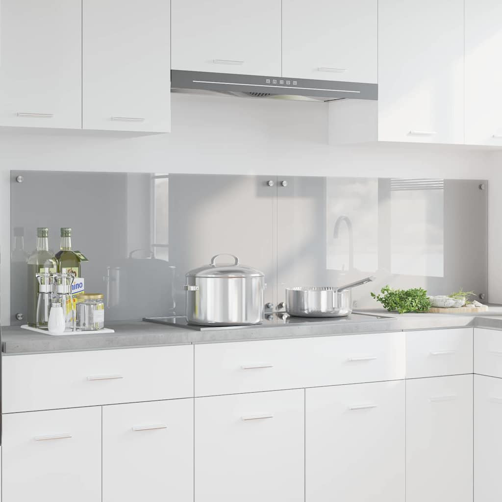 vidaXL Küchenrückwand 2 pcs Hellgrau 100 x 50 cm Gehärtetes Glas