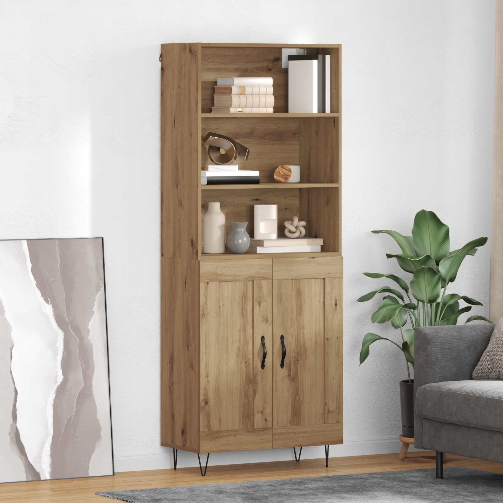 vidaXL Highboard 2 pcs Artisan-Eiche 69,5 x 34 x 180 cm Holzwerkstoff