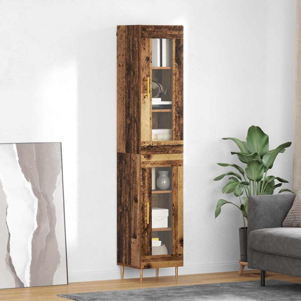 vidaXL Highboard 2 pcs Altholz Glas