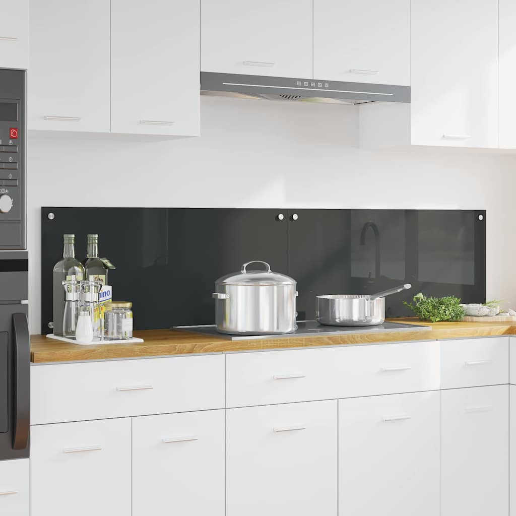 vidaXL Küchenrückwand 2 pcs Dunkelgrau 90 x 40 cm Gehärtetes Glas