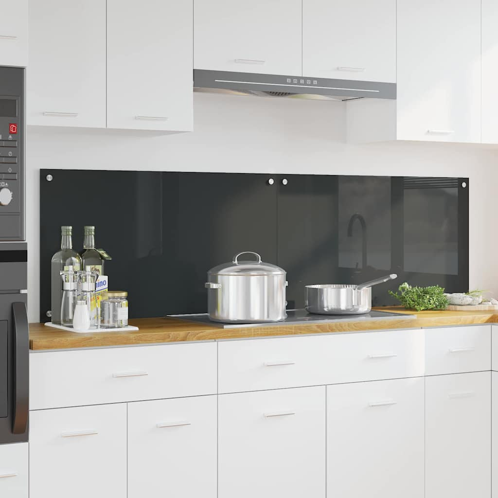 vidaXL Küchenrückwand 2 pcs Dunkelgrau 90 x 50 cm Gehärtetes Glas