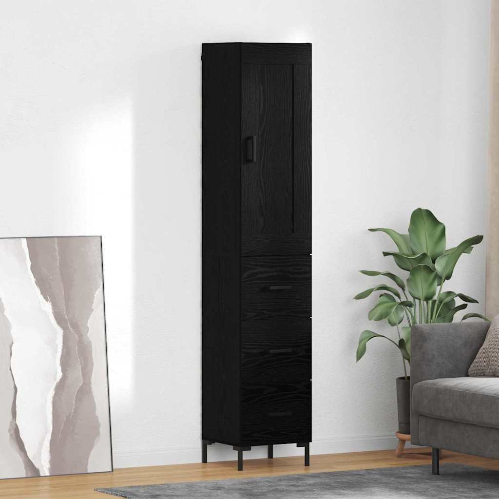 vidaXL Highboard Schwarz Eichen-Optik 34,5 x 34 x 180 cm Holzwerkstoff