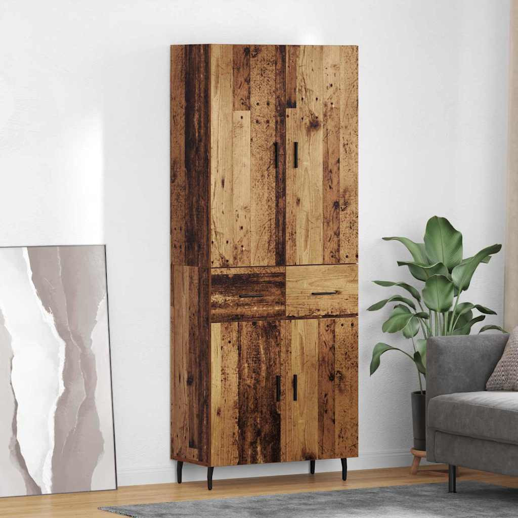 vidaXL Highboard mit Schubladen 2 pcs Altholz Engineered Wood und Glas